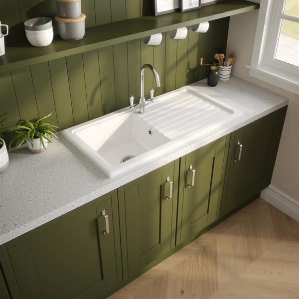 Reginox, 1.0 Traditional Ceramic Sink in White