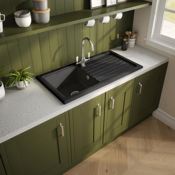 Reginox, 1.0 Traditional Ceramic Sink in Black