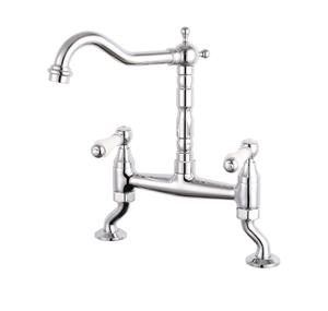 Reginox - Utica White Lever Bridge Mixer Tap - Chrome