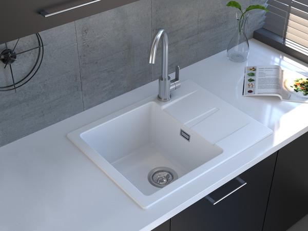 Reginox, Avignon 10 PW  Compact Single Bowl Single Drainer Granite Sink in Pure White