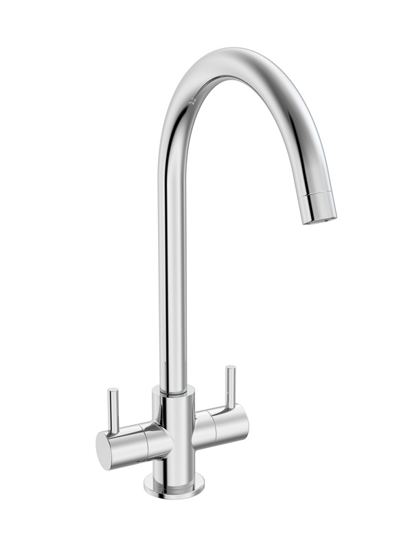 Reginox - Genesis Chrome Swan Neck Tap Dual Lever Tap