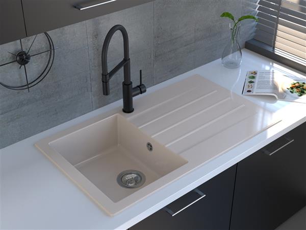 Reginox, Valence Single Bowl Single Drainer Sink in Caffe Silvery