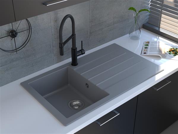 Reginox, Valence Single Bowl Single Drainer Sink in Grey Silvery