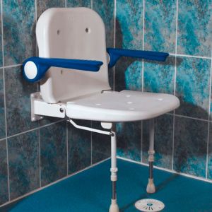 4000 Series Standard Shower Seat with Back and Arms - White Unpadded