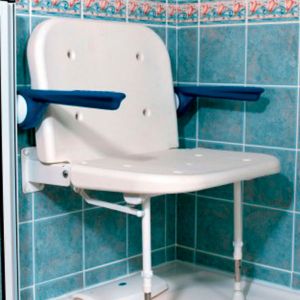 4000 Series Extra Wide Shower Seat with Back and Arms - White Unpadded