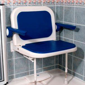 4000 Series Extra Wide Shower Seat with Back and Arms - Blue Padded