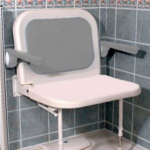 Series 4000 Extra Wide Shower Seat with Back and Arms - White Unpadded