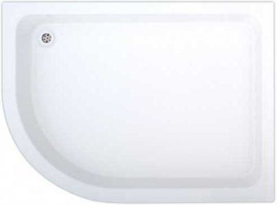 900 x 760 Aquacast Deep Stone Resin Offset Quadrant Shower Tray Antislip White - Left Hand