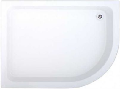 1000 x 800 Aquacast Deep Stone Resin Offset Quadrant Shower Tray Antislip White - Right Hand