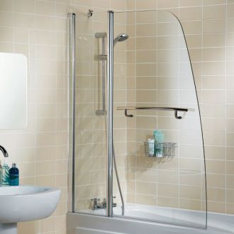 Lakes Bath Screen -Double Panel Sculpted with Towel Rail